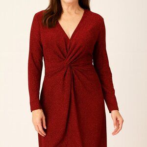 KAREN KANE long sleeve red dress. Anniversary, Cocktail, Dinner party. MEDIUM